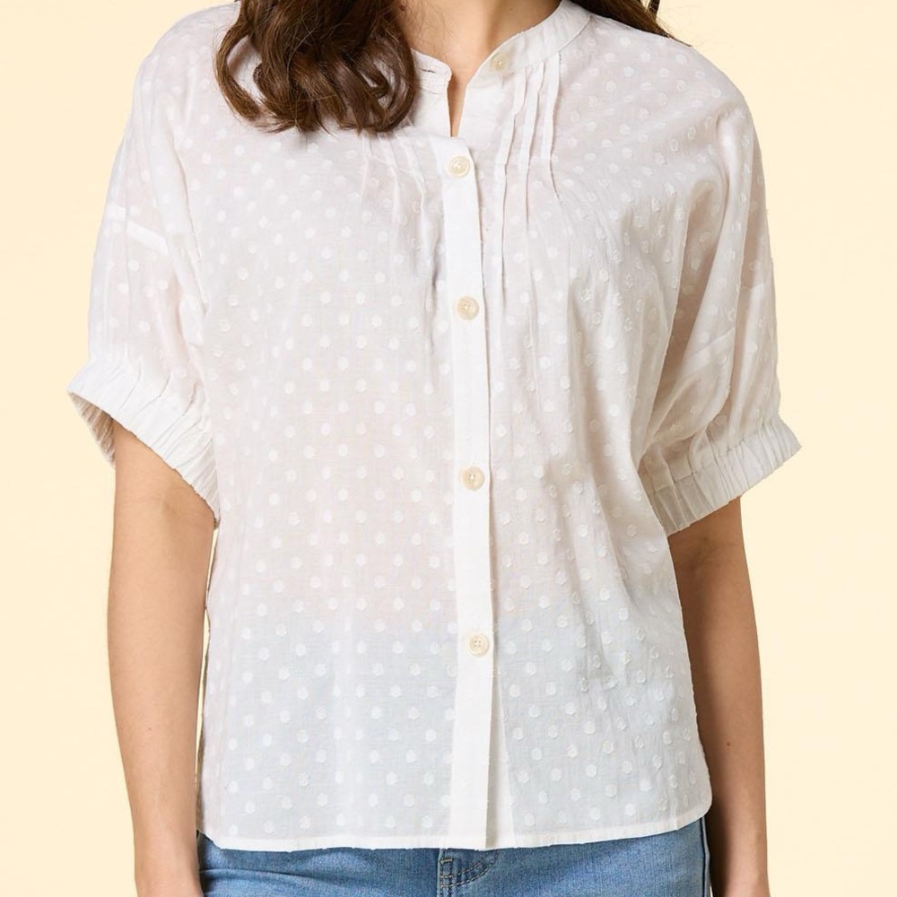 White Polka Dot Women's Top
